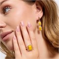 Комплект ювелирной бижутерии коллекция "Дубай" серьги и кольцо 18 р, покрытие позолота, вставка: фианиты и искусственный камень, цвет: желтый и прозрачный, арт.313.161-18 313.161-18