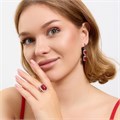 Комплект ювелирной бижутерии серьги и кольцо 20 р, покрытие посеребрение, вставка: фианиты и искусственный камень, цвет: бордовый и прозрачный, арт.313.156-20 313.156-20