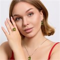 Комплект ювелирной бижутерии серьги, кулон и кольцо 18 р, покрытие посеребрение, вставка: фианит, цвет: светло-зеленый арт.313.153-18 313.153-18