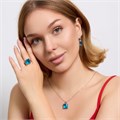 Комплект ювелирной бижутерии серьги, кулон и кольцо 19 р, покрытие посеребрение, вставка: фианит, цвет: голубой, арт.313.152-19 313.152-19