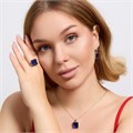 Комплект ювелирной бижутерии серьги, кулон и кольцо 18 р, покрытие посеребрение, вставка: фианит, цвет: синий, арт.313.151-18 313.151-18