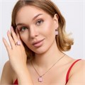 Комплект ювелирной бижутерии серьги, кулон и кольцо 20 р, покрытие посеребрение, вставка: фианит, цвет: розовый матовый, арт.313.150-20 313.150-20