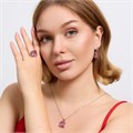 Комплект ювелирной бижутерии серьги, кулон и кольцо 17 р, покрытие посеребрение, вставка: фианит, цвет: розовый, арт.313.149-17 313.149-17