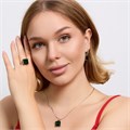 Комплект ювелирной бижутерии серьги, кулон и кольцо 17 р, покрытие посеребрение, вставка: фианит, цвет: зеленый, арт.313.146-17 313.146-17