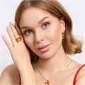 Комплект ювелирной бижутерии серьги, кулон и кольцо 17 р, покрытие посеребрение, вставка: фианит, цвет: желтый, арт.313.145-17 313.145-17