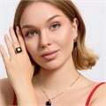 Комплект ювелирной бижутерии серьги, кулон и кольцо 17 р, покрытие посеребрение, вставка: фианит, цвет: черный, арт.313.143-17 313.143-17