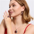 Крупный комплект ювелирной бижутерии серьги, кулон и кольцо 19 р, покрытие посеребрение, вставка: искусственный камень и эмаль, цвет: бордовый, арт.314.925-19 314.925-19