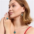 Крупный комплект ювелирной бижутерии серьги, кулон и кольцо 20 р, покрытие посеребрение, вставка: фианиты и искусственный камень кошачий глаз, цвет: графитовый и бирюзовый, арт.314.923-20 314.923-20
