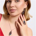 Крупный комплект ювелирной бижутерии серьги, кулон и кольцо 20 р, покрытие посеребрение, вставка: фианиты, цвет: разноцветный, арт.314.919-20 314.919-20