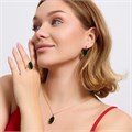 Комплект ювелирной бижутерии коллекция "Дубай" серьги, кулон и кольцо 19 р, покрытие позолота, вставка: фианит, цвет: зеленый, арт.314.905-19 314.905-19
