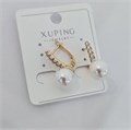 Серьги коллекция "Xuping" покрытие позолота, вставка: фианиты и искусственный жемчуг, арт.004.100 004.100