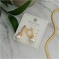 Серьги коллекция "Xuping" покрытие позолота, вставка: фианиты и искусственный жемчуг, арт.004.101 004.101