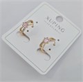 Серьги коллекция "Xuping" покрытие позолота, вставка: фианиты, цвет: прозрачный и розовый, арт.004.092 004.092