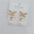Серьги коллекция "Xuping" покрытие позолота, вставка: искусственный жемчуг и фианиты, арт.004.051 004.051