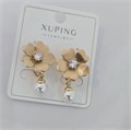 Серьги коллекция "Xuping" покрытие позолота, вставка: искусственный жемчуг и фианиты, арт.004.053 004.053