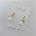 Серьги коллекция "Xuping" покрытие позолота, вставка: искусственный жемчуг и фианиты, арт.004.054 004.054