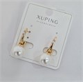 Серьги коллекция "Xuping" покрытие позолота, вставка: искусственный жемчуг и фианиты, арт.004.049 004.049