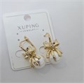 Серьги коллекция "Xuping" покрытие позолота, вставка: искусственный жемчуг и фианиты, арт.004.032 004.032