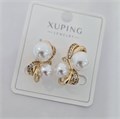 Серьги коллекция "Xuping" покрытие позолота, вставка: искусственный жемчуг и фианиты, арт.004.033 004.033
