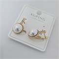 Серьги коллекция "Xuping" покрытие позолота, вставка: фианиты и искусственный жемчуг, арт.004.028 004.028
