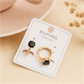 Серьги коллекция "Xuping" покрытие позолота, вставка: фианит, цвет: черный, арт.004.012 004.012