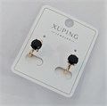 Серьги коллекция "Xuping" покрытие позолота, вставка: фианит, цвет: черный, арт.004.012 004.012