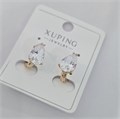 Серьги коллекция "Xuping" покрытие позолота, вставка: фианит, цвет: прозрачный, арт.004.013 004.013