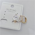Серьги коллекция "Xuping" покрытие позолота, вставка: фианит, цвет: прозрачный, арт.004.013 004.013