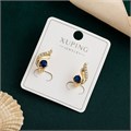 Серьги коллекция "Xuping" покрытие позолота, вставка: фианиты, цвет: прозрачный и синий, арт.004.015 004.015