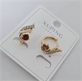 Серьги коллекция "Xuping" покрытие позолота, вставка: фианиты, цвет: прозрачный и красный, арт.004.016 004.016