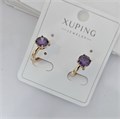 Серьги коллекция "Xuping" покрытие позолота, вставка: фианит, цвет: фиолетовый, арт.004.007 004.007