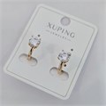Серьги коллекция "Xuping" покрытие позолота, вставка: фианит, цвет: прозрачный, арт.004.008 004.008