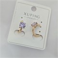 Серьги коллекция "Xuping" покрытие позолота, вставка: фианит, цвет: нежно-сиреневый, арт.004.011 004.011