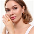 Комплект Каталог >> Бижутерия >> Ювелирная бижутерия серьги и кольцо 18 р покрытие: посеребрение, вставка: фианиты, цвет: желтый, арт.215.461-18 215.461-18