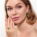 Комплект Каталог >> Бижутерия >> Ювелирная бижутерия серьги и кольцо 18 р покрытие: посеребрение, вставка: фианиты, цвет: бледно-зеленый, арт.215.459-18 215.459-18