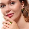 Комплект Каталог >> Бижутерия >> Ювелирная бижутерия коллекция  "Дубай" серьги и кольцо 19 р, покрытие: позолота, вставка: фианиты, цвет: зеленый, арт.215.449-19 215.449-19