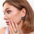 Комплект Каталог >> Бижутерия >> Ювелирная бижутерия коллекция  "Дубай" серьги и кольцо 19 р, покрытие: позолота, вставка: фианиты, цвет: голубой, арт.215.445-19 215.445-19