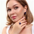 Комплект Каталог >> Бижутерия >> Ювелирная бижутерия коллекция  "Дубай" серьги и кольцо 18 р, покрытие: позолота, вставка: фианиты, цвет: синий, арт.215.443-18 215.443-18