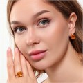 Комплект Каталог >> Бижутерия >> Ювелирная бижутерия коллекция  "Дубай" серьги и кольцо 18 р, покрытие: позолота, вставка: фианиты, цвет: желтый, арт.215.441-18 215.441-18