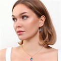 Комплект Каталог >> Бижутерия >> Ювелирная бижутерия коллекция  "Дубай" серьги и кулон, покрытие: позолота, вставка: фианиты, цвет: голубой, арт.215.432 215.432
