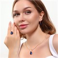 Комплект Каталог >> Бижутерия >> Ювелирная бижутерия коллекция  "Дубай" серьги, кулон и кольцо 17 р, покрытие: позолота, вставка: пластик, цвет: синий, арт.215.422-17 215.422-17