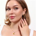 Комплект Каталог >> Бижутерия >> Ювелирная бижутерия серьги, кулон и кольцо 20 р, покрытие: посеребрение, вставка: фианит, цвет: желтый и прозрачный, арт.313.108-20 313.108-20