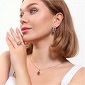Комплект Каталог >> Бижутерия >> Ювелирная бижутерия серьги, кулон и кольцо 18 р, покрытие: посеребрение, вставка: фианит, цвет: бежевый и прозрачный, арт.313.102-18 313.102-18