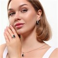 Комплект Каталог >> Бижутерия >> Ювелирная бижутерия серьги, кулон и кольцо 19 р, покрытие: посеребрение, вставка: фианит, цвет: черный и прозрачный, арт.313.100-19 313.100-19
