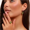 Комплект Каталог >> Бижутерия >> Ювелирная бижутерия серьги и кольцо 20 р, покрытие: посеребрение, вставка: фианит, цвет: зеленый, арт.313.074-20 313.074-20