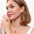 Комплект Каталог >> Бижутерия >> Ювелирная бижутерия серьги, кулон и кольцо 19 р, покрытие: посеребрение, вставка: фианит, цвет: желтый, арт.313.069-19 313.069-19