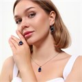 Комплект Каталог >> Бижутерия >> Ювелирная бижутерия серьги, кулон и кольцо 20 р, покрытие: посеребрение, вставка: фианит, цвет: синий, арт.313.068-20 313.068-20
