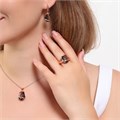 Комплект Каталог >> Бижутерия >> Ювелирная бижутерия коллекция  "Дубай" серьги, кулон и кольцо 20 р, покрытие: позолота, вставка: фианит, цвет: серый, арт.313.063-20 313.063-20