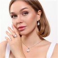 Комплект Каталог >> Бижутерия >> Ювелирная бижутерия серьги, кулон и кольцо 18 р, покрытие: посеребрение, вставка: фианит, цвет: молочный матовый, арт.313.065-18 313.065-18