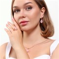 Комплект Каталог >> Бижутерия >> Ювелирная бижутерия коллекция  "Дубай" серьги, кулон и кольцо 19 р, покрытие: позолота, вставка: фианит, цвет: розовый матовый, арт.313.059-19 313.059-19